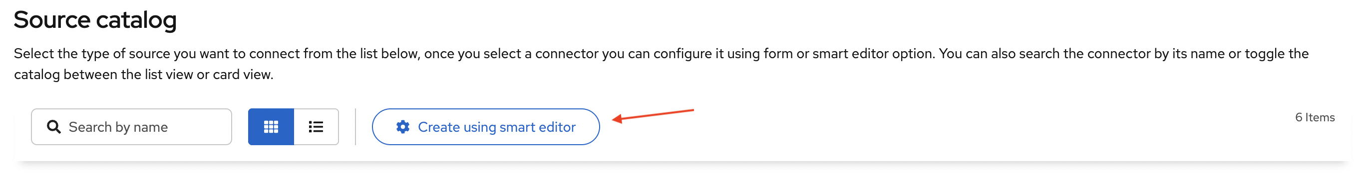 Debezium platform - Create source toolbar