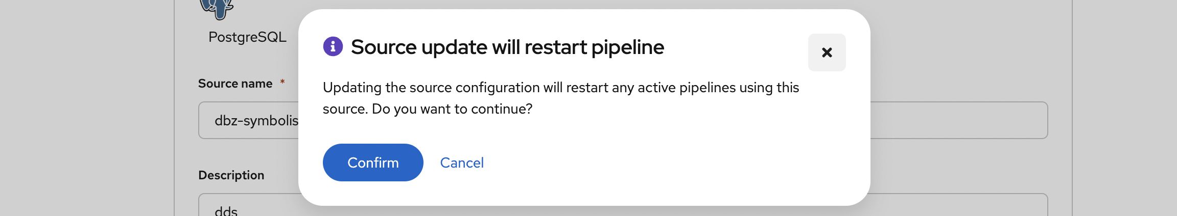 Edit source confirmation modal