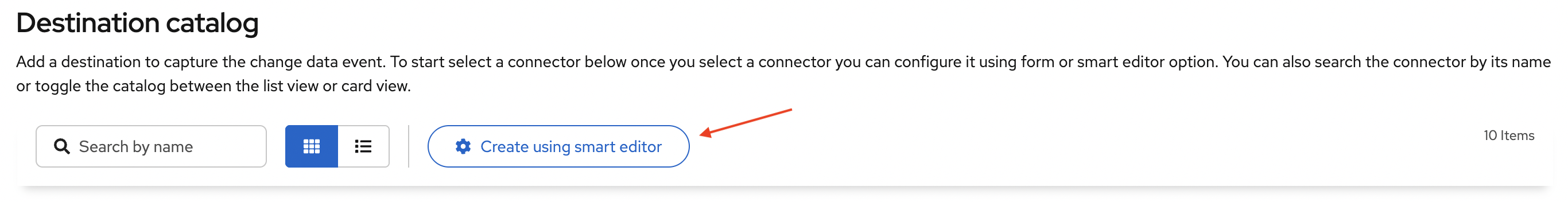 Debezium platform - Create sink toolbar